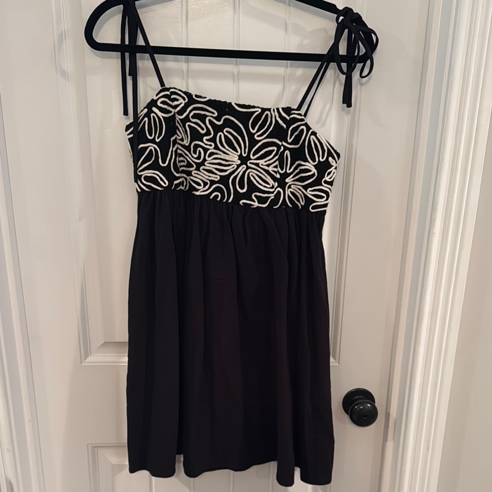 Black and White Embroidered Dress
